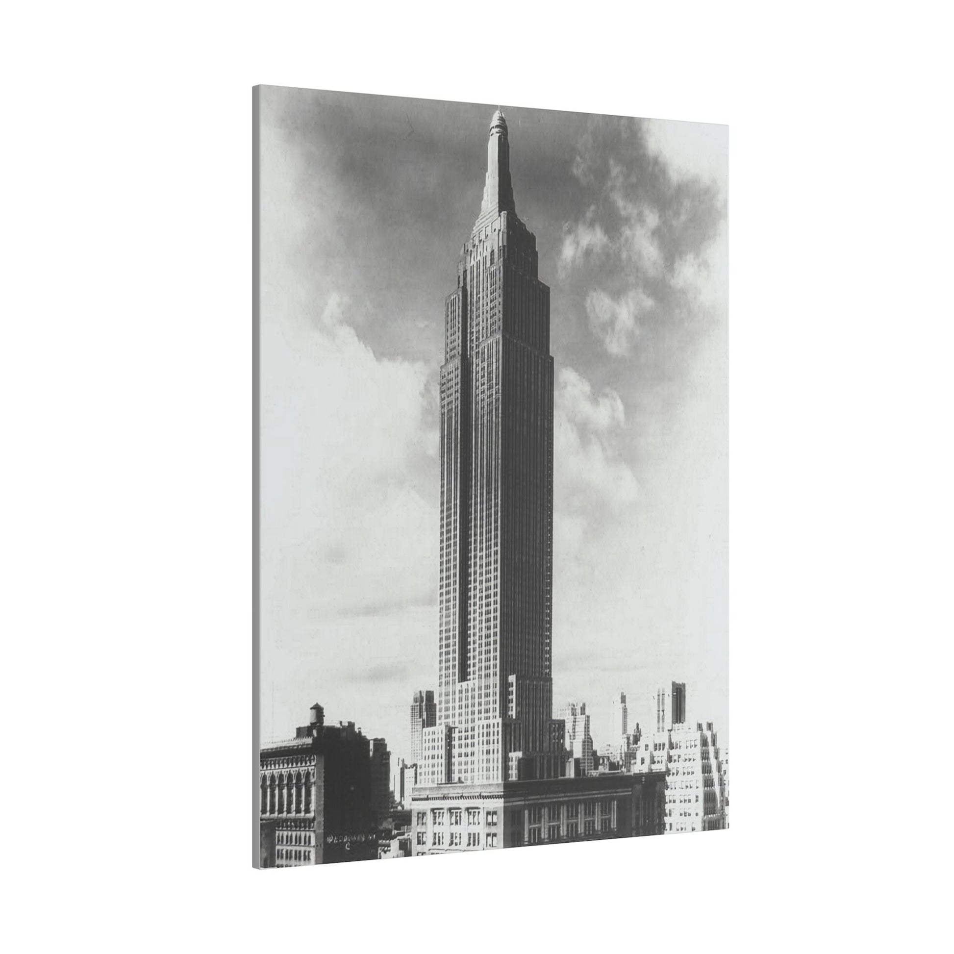 Classic Monochrome Canvas Print of the Iconic Empire State Building - Stretched Matte Art (Multiple Sizes Available) - Old School Male 