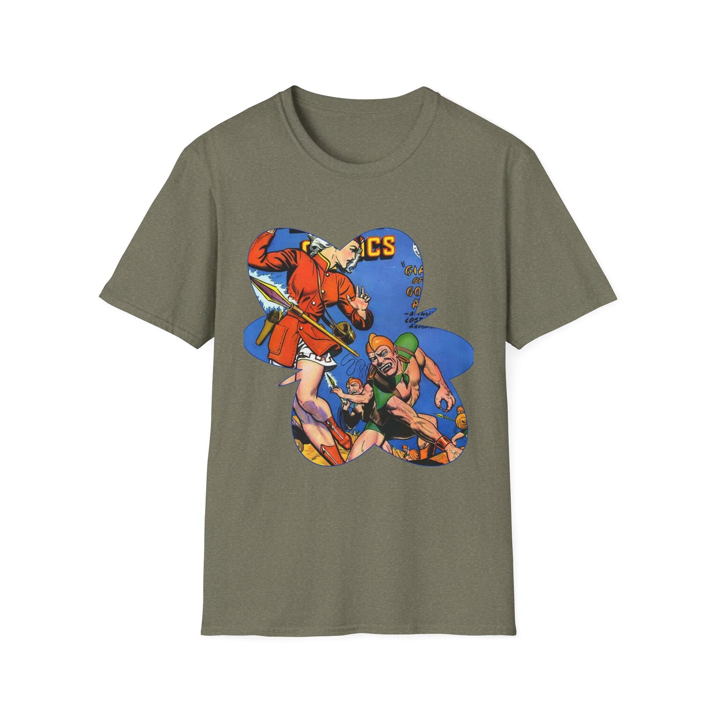 Vintage Comic Book Cover Unisex Softstyle Tee - Old School Male 