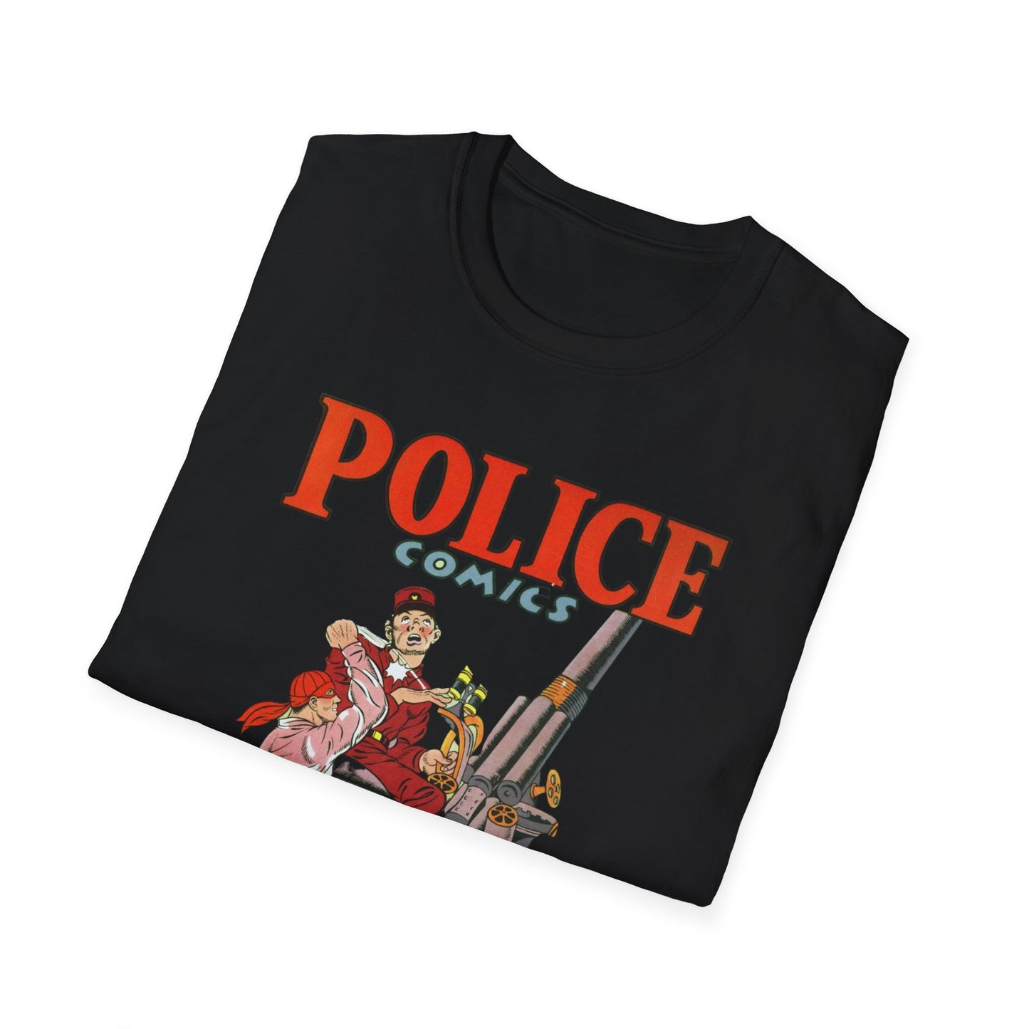 Vintage Retro Police Comics T-Shirt - 100% Cotton, Eco-Friendly, Perfect for Comic Fans