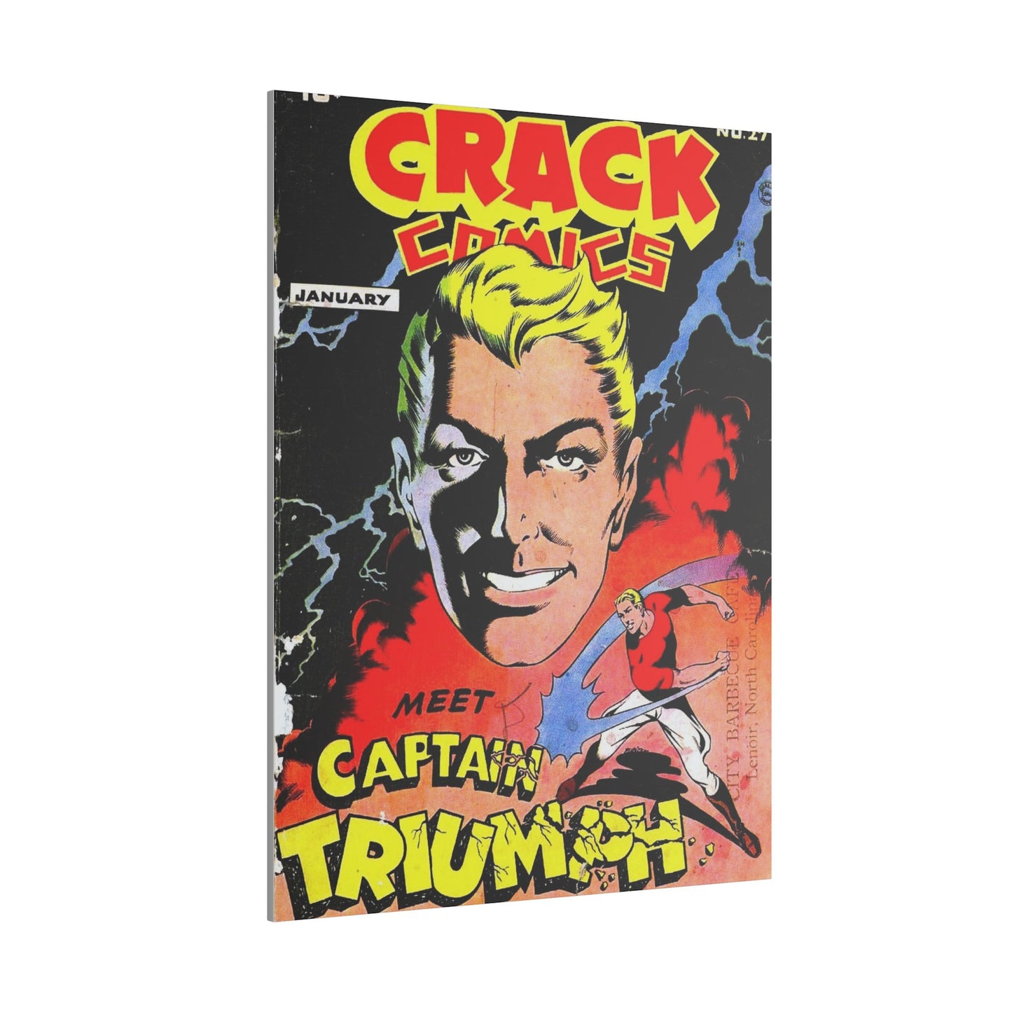 Vintage Comic Art Captain Triumph Matte Canvas Wall Decor (Various Sizes) - Old School Male 