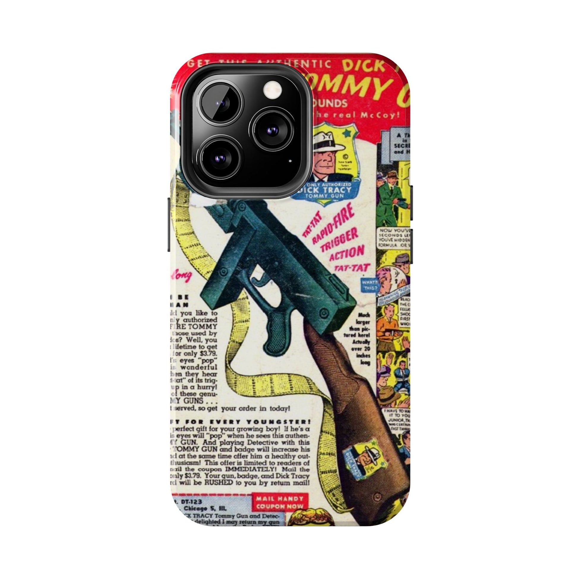 Dick Tracy Tommy Gun Vintage-Inspired Tough Phone Cases - Old School Male 