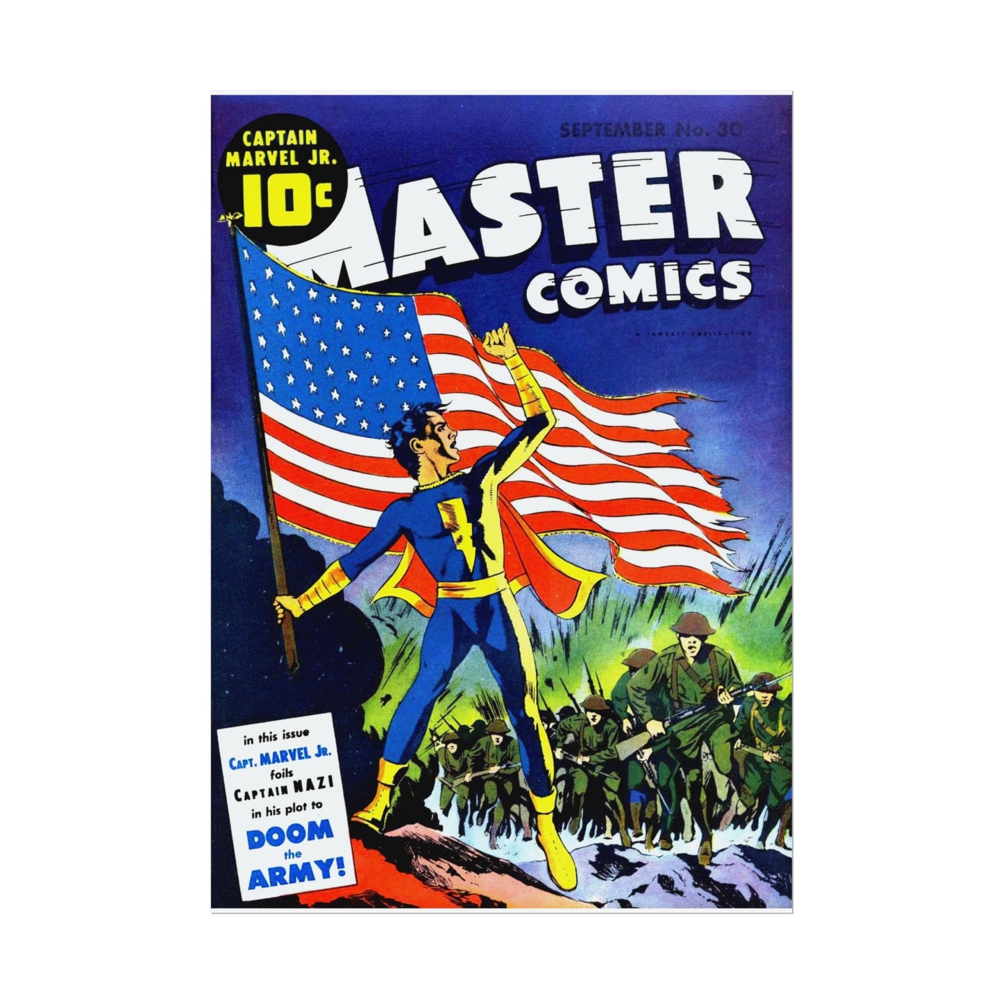 Retro September Number 30 Master Comics Cover Poster - Old School Male 