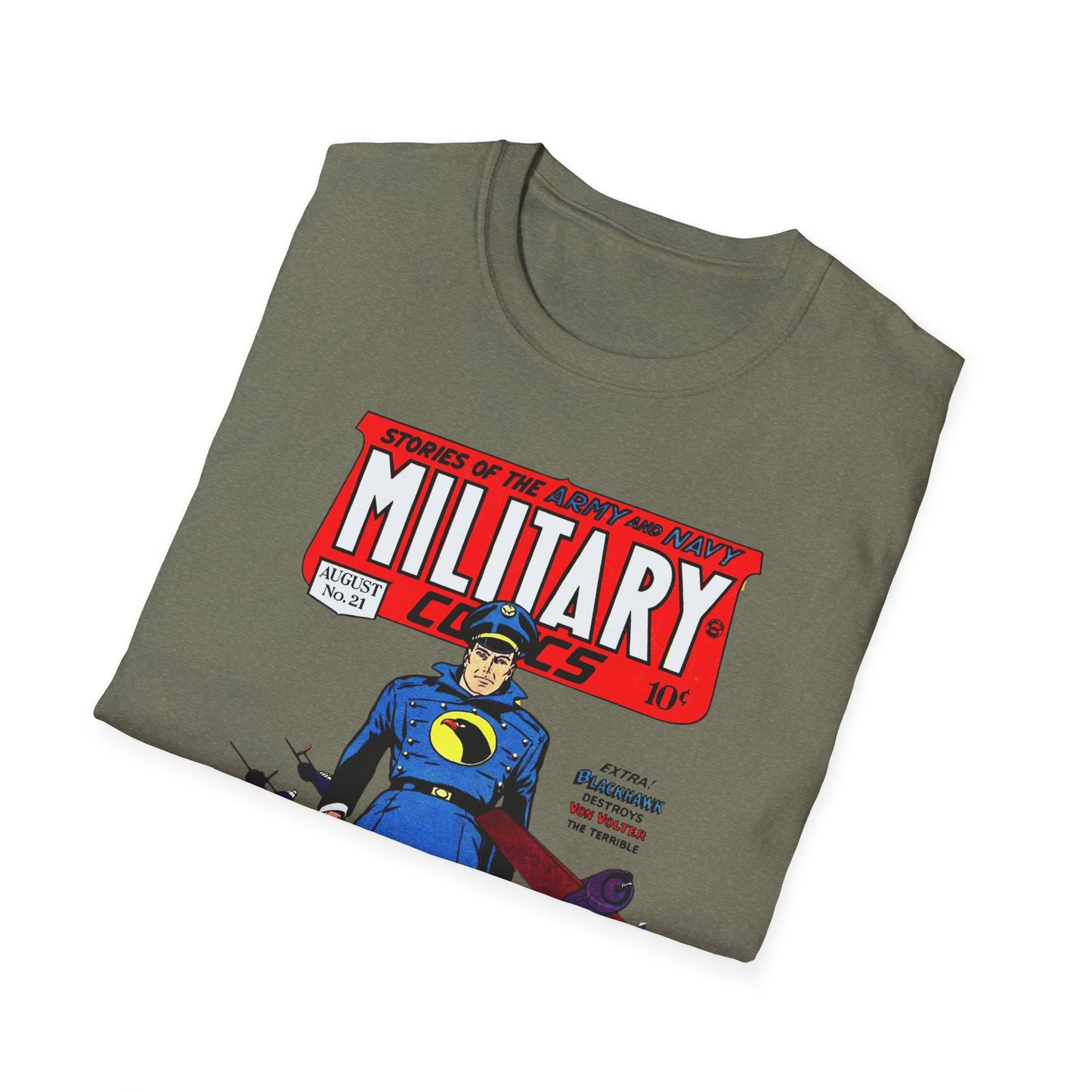 Vintage Military Comic Book Graphic Tee - 100% Cotton Retro T-Shirt for Comic Fans