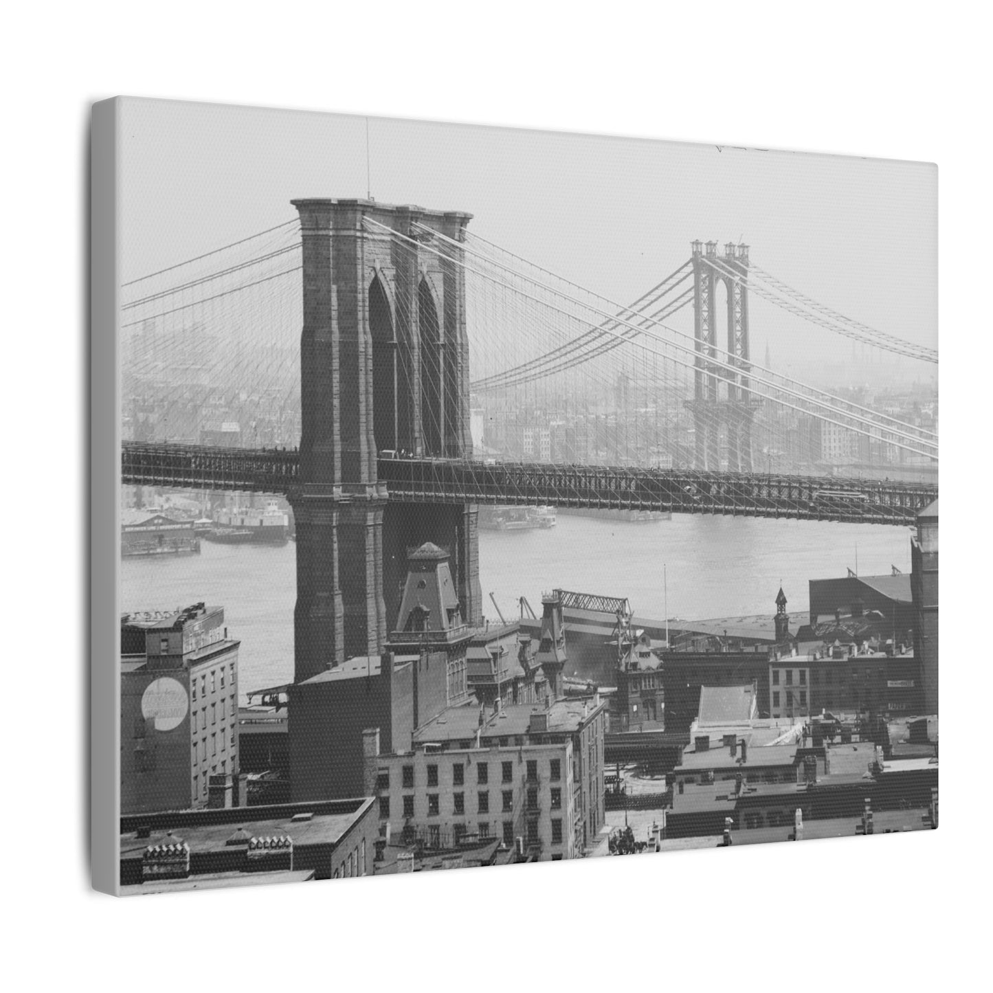 NYC Skyline with the Brooklyn Bridge Canvas Wall Art - Old School Male 