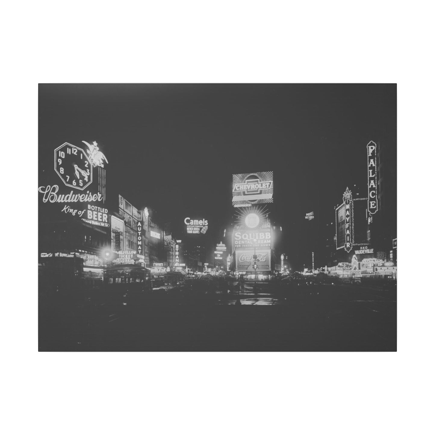 Nighttime Elegance: Vintage Times Square Matte Canvas Print (Multiple Sizes Available)