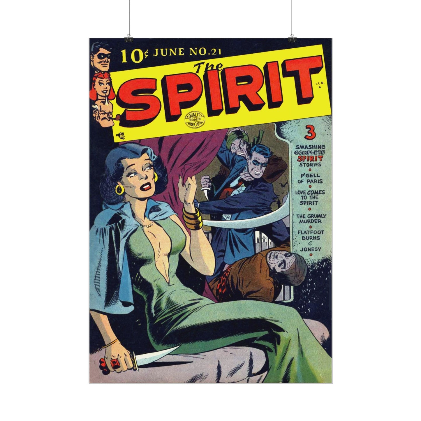 Retro June No 21 The Spirit Comic Book Cover Poster