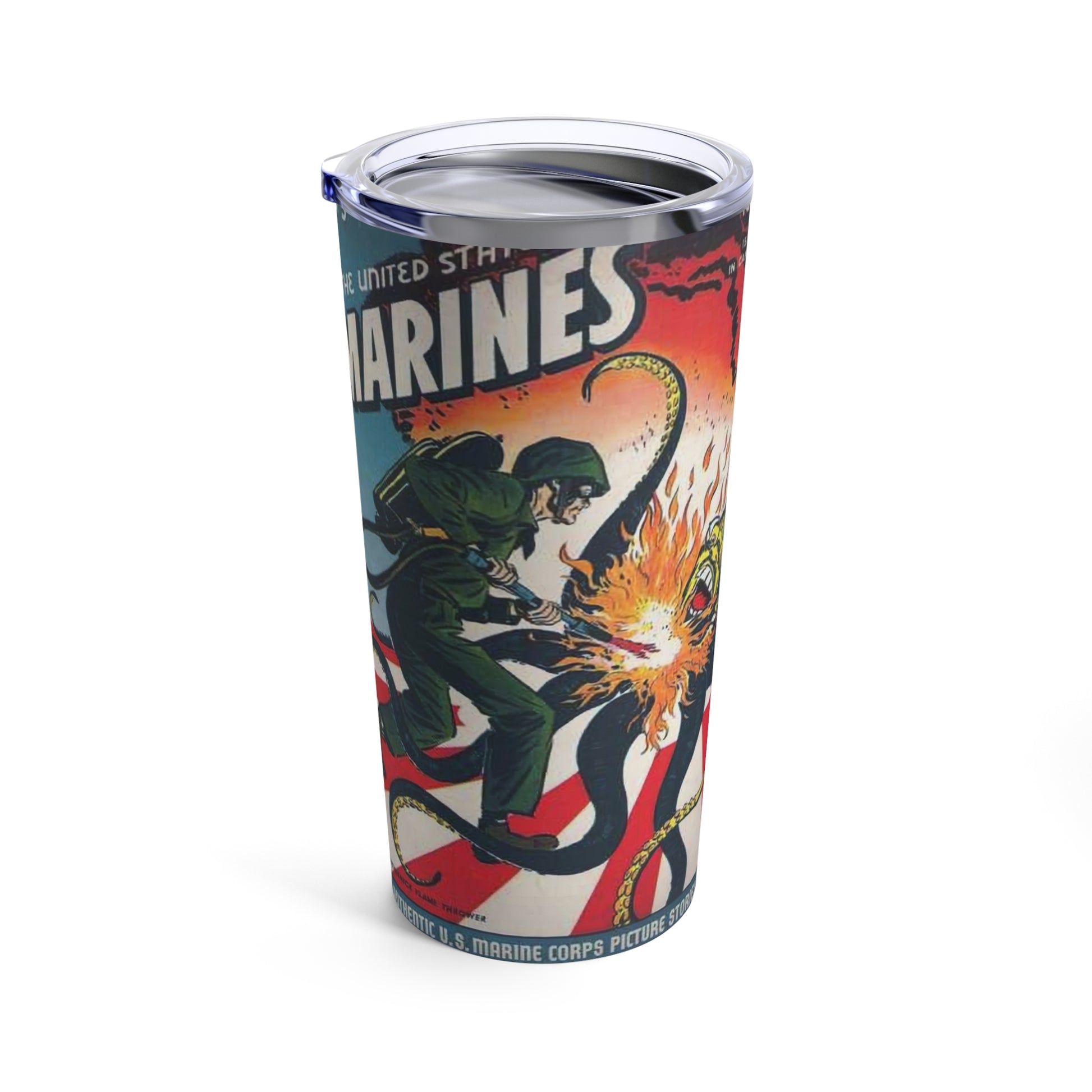 Vintage US Marine Corps Comic Art Insulated Tumbler 20oz - Old School Male 