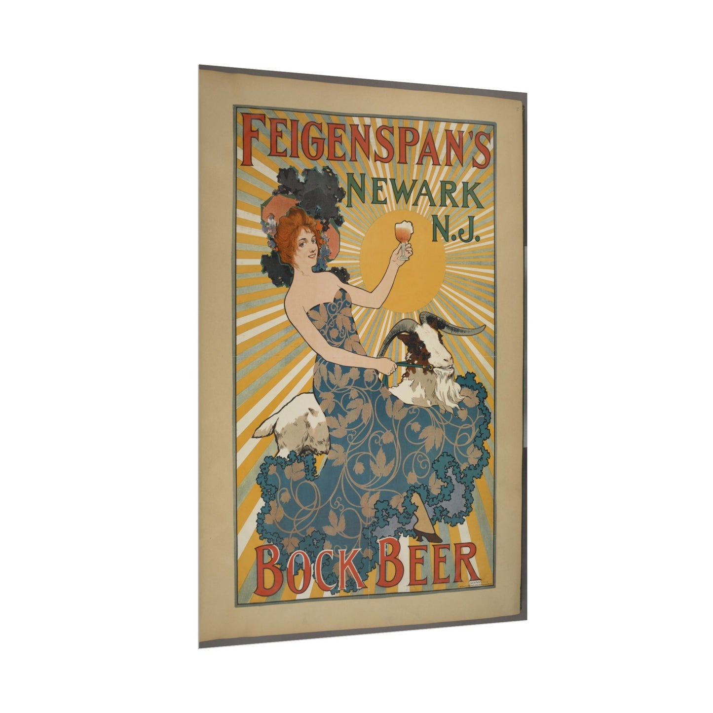 Feigenspan's Bock Beer Vintage Beer Ad Poster