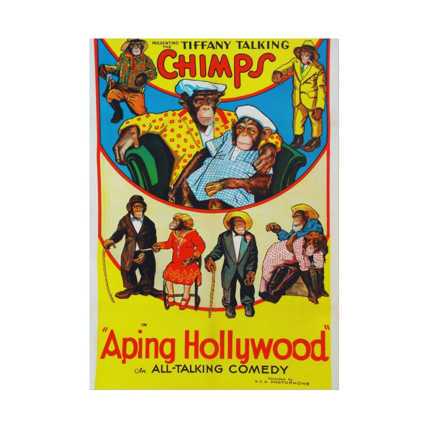 Retro Aping Hollywood Chimps Film Poster - Old School Male 