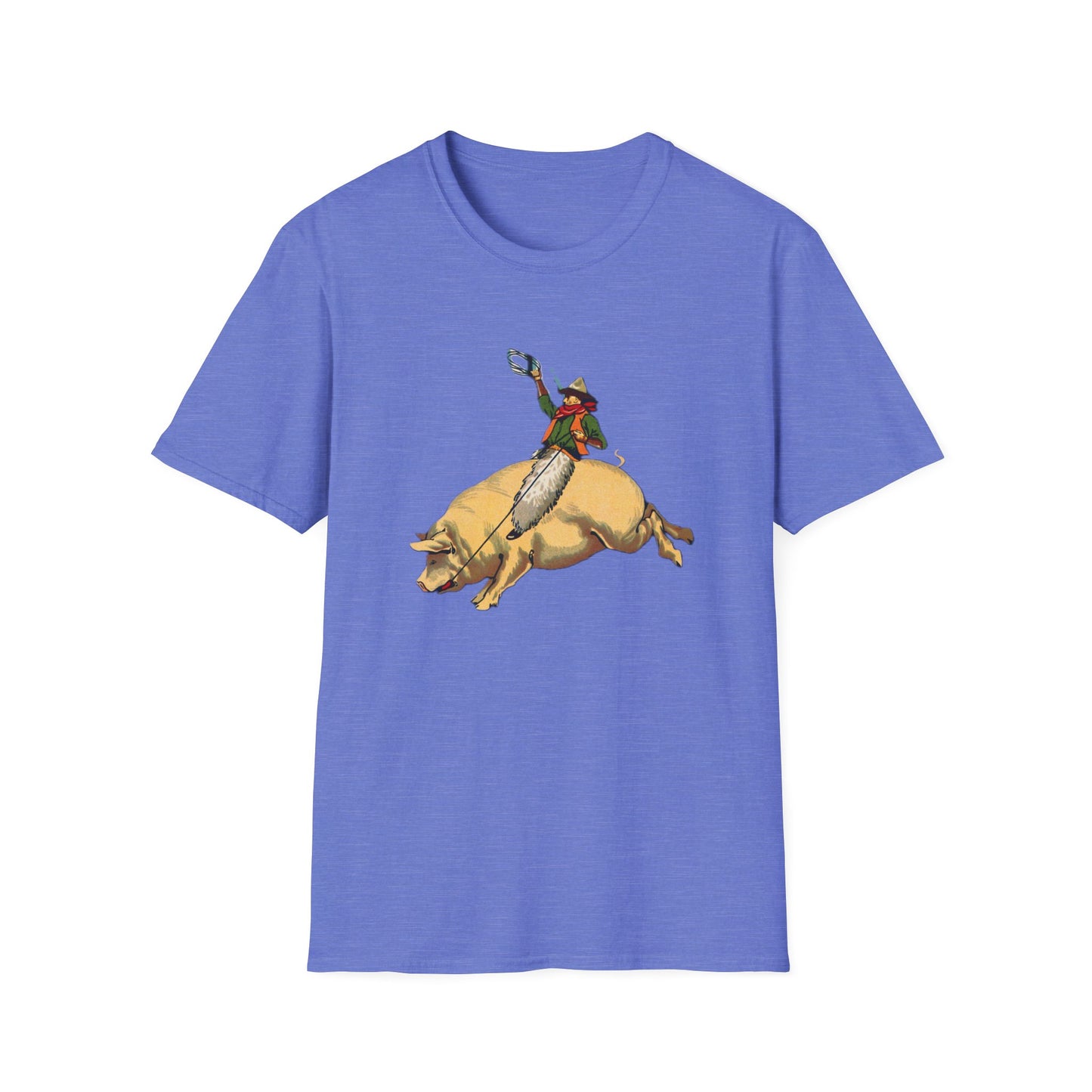 Whimsical Cowboy Pig Graphic Tee - Unisex T-Shirt - Old School Male 