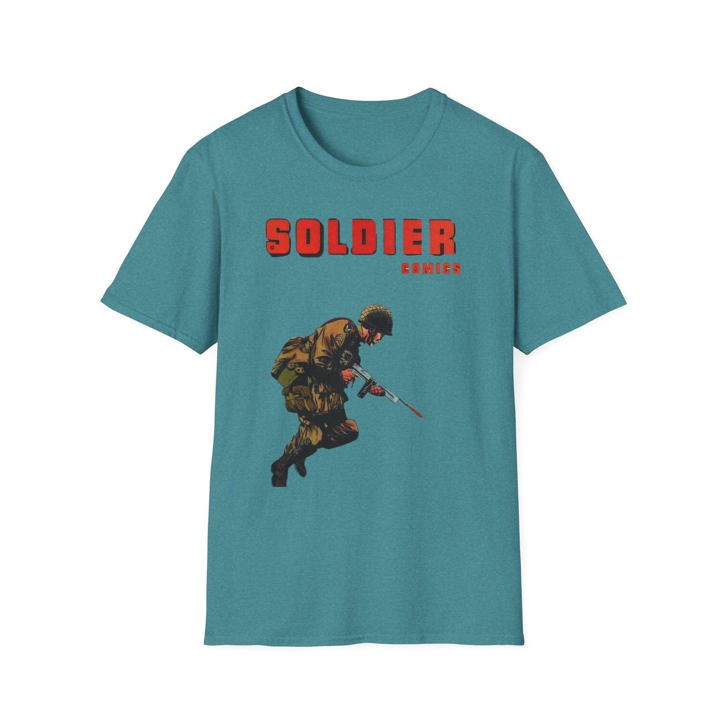 Vintage Retro Soldier Comics Graphic T-Shirt - 100% Cotton Classic Fit Tee