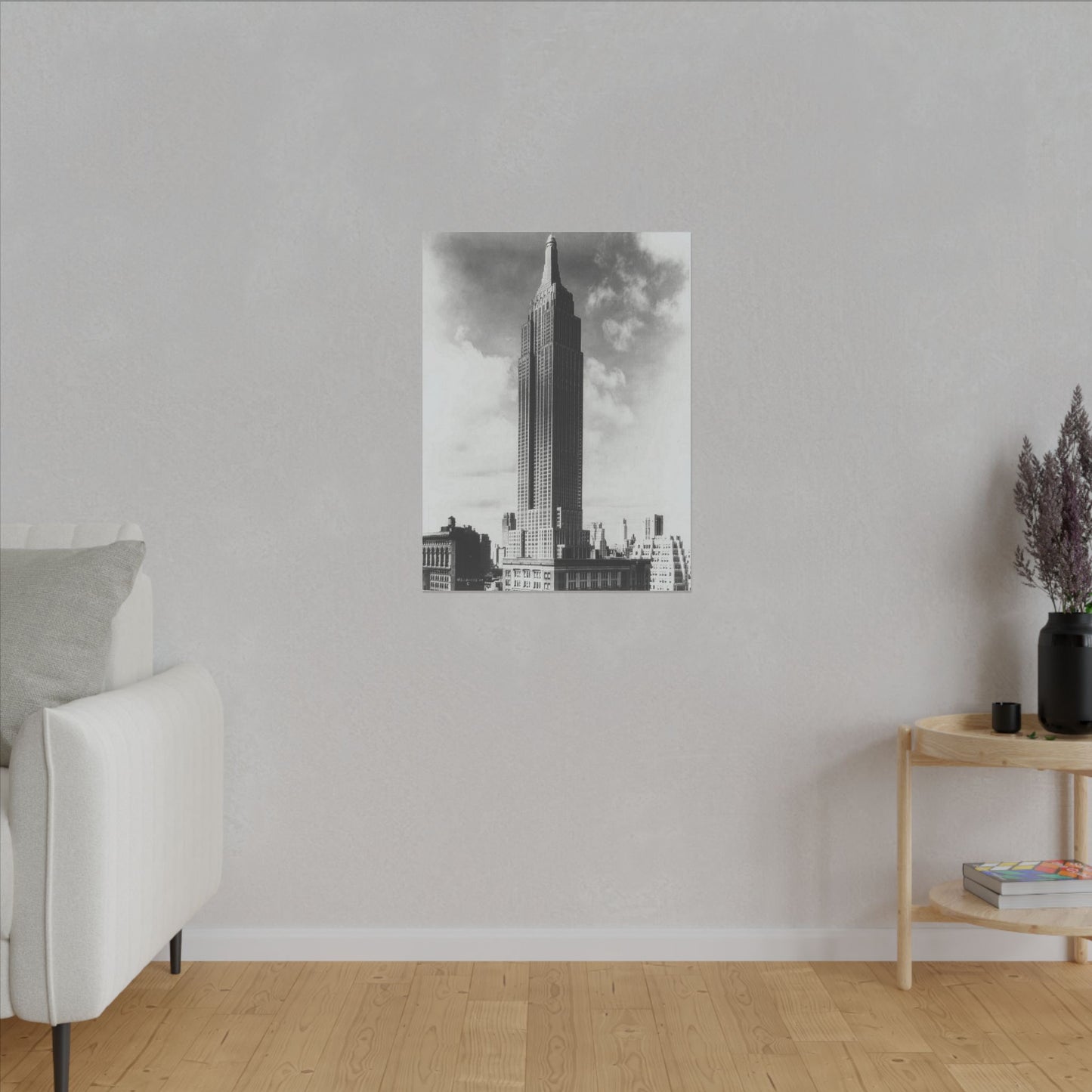 Classic Monochrome Canvas Print of the Iconic Empire State Building - Stretched Matte Art (Multiple Sizes Available) - Old School Male 