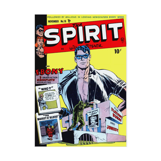 Retro November Number 18 The Spirit Comic Cover Poster - Old School Male 