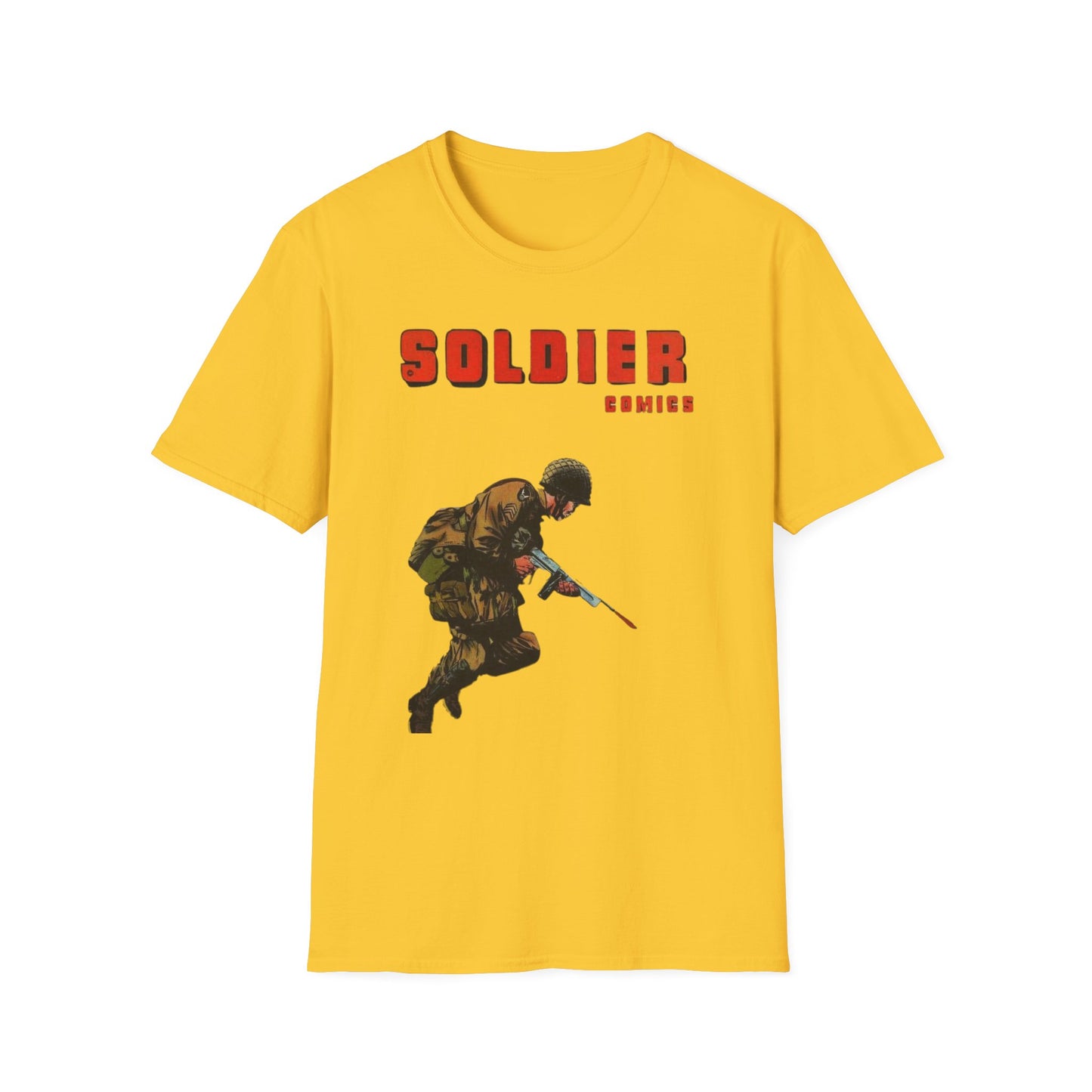 Vintage Retro Soldier Comics Graphic T-Shirt - 100% Cotton Classic Fit Tee