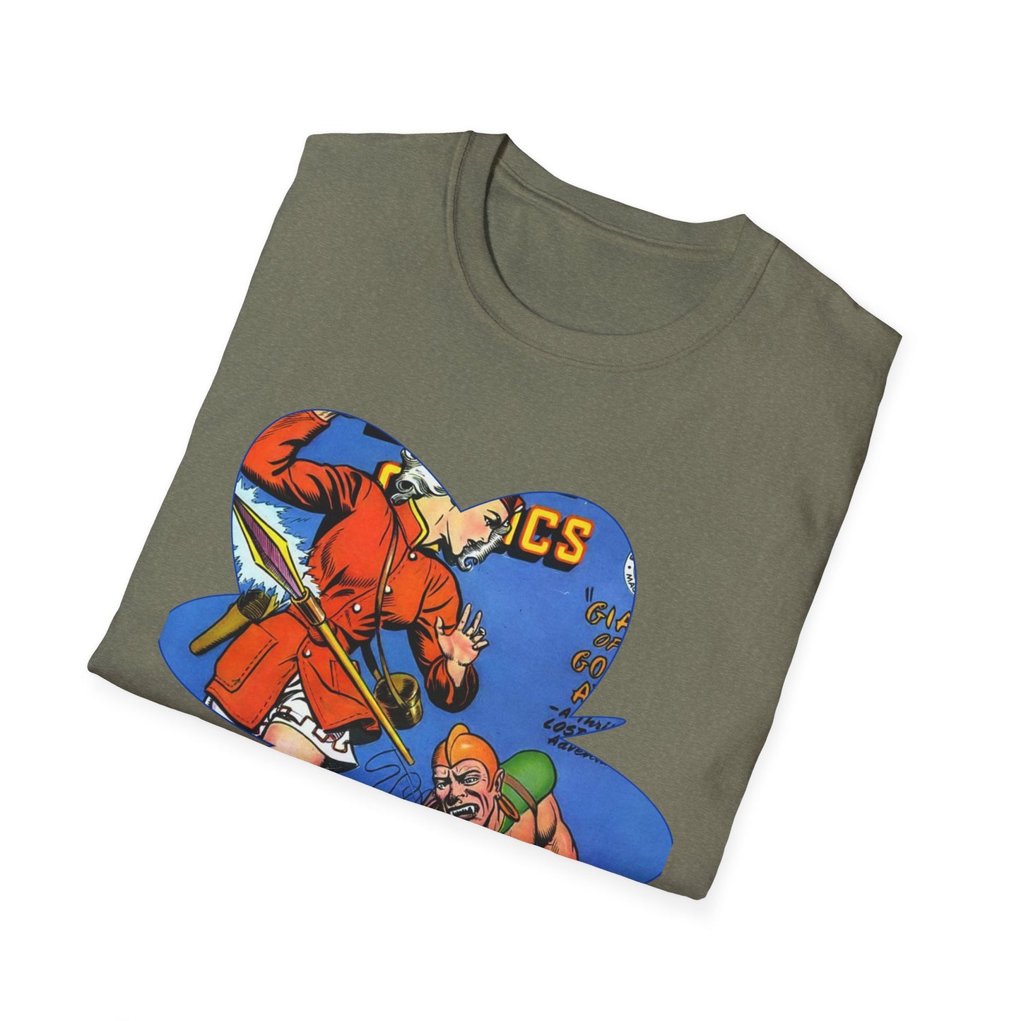 Vintage Comic Book Cover Unisex Softstyle Tee - Old School Male 