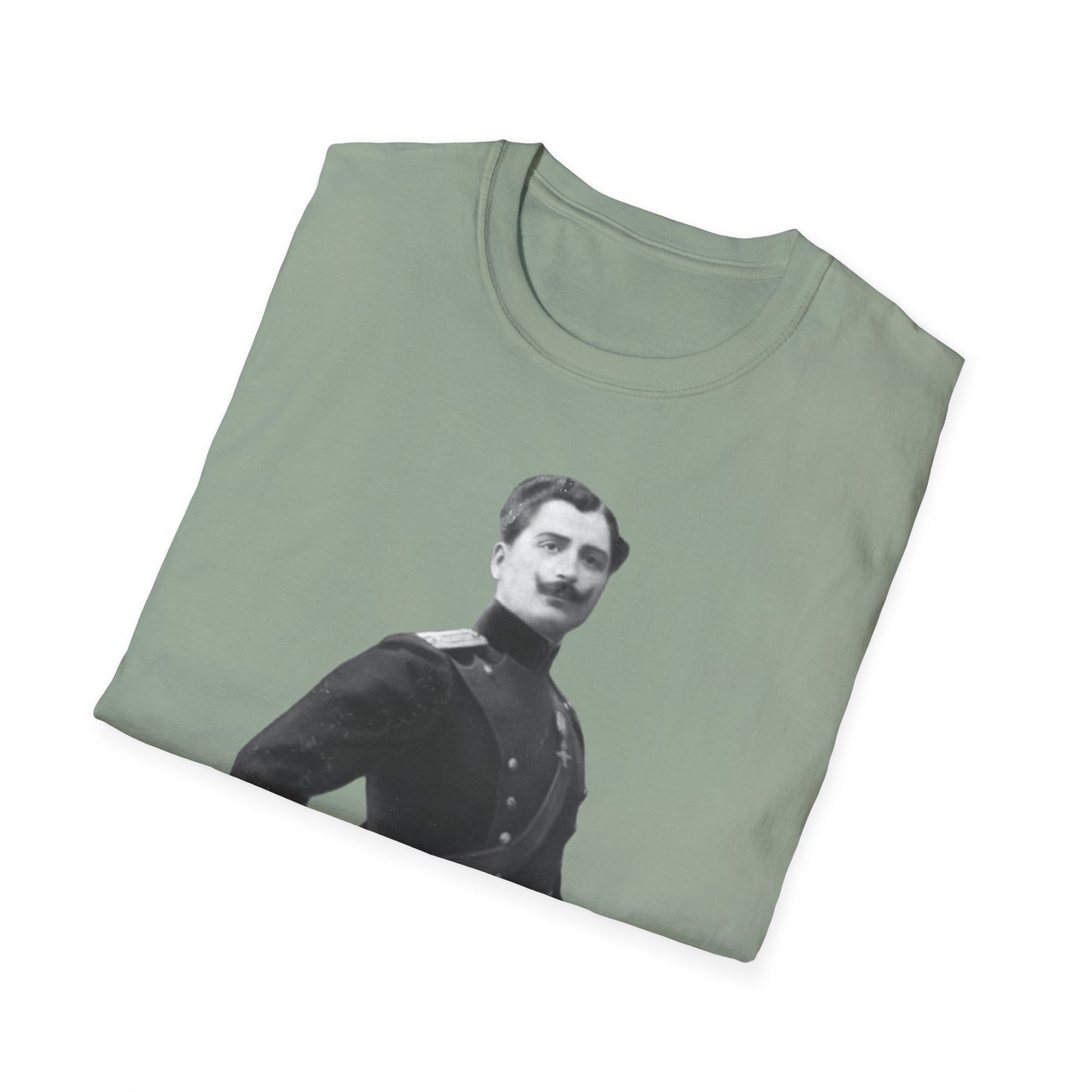 Retro Soldier with Mustache Unisex Softstyle Tee