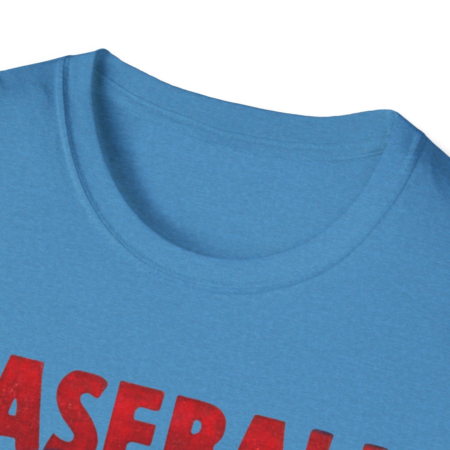 Vintage 1950 Baseball Card Wrapper Unisex T-Shirt in light blue showcasing a retro-inspired design. A trendy choice for baseball fans seeking nostalgia in their wardrobe.