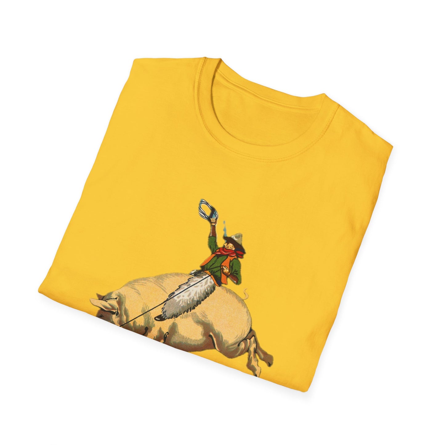 Whimsical Cowboy Pig Graphic Tee - Unisex T-Shirt - Old School Male 