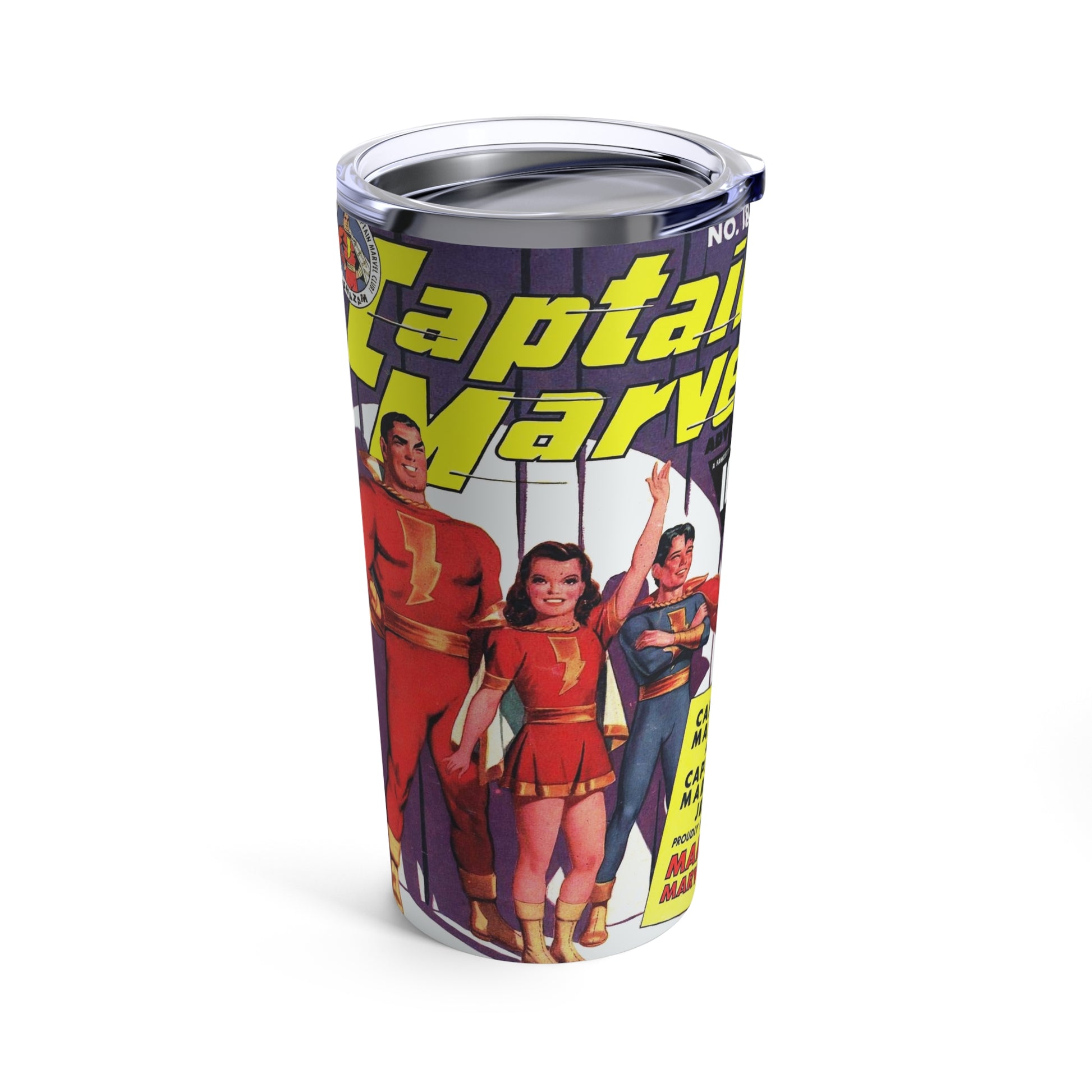 20oz Retro Stainless Steel Tumbler - Vintage Captain Marvel Comic Design - Old School Male 