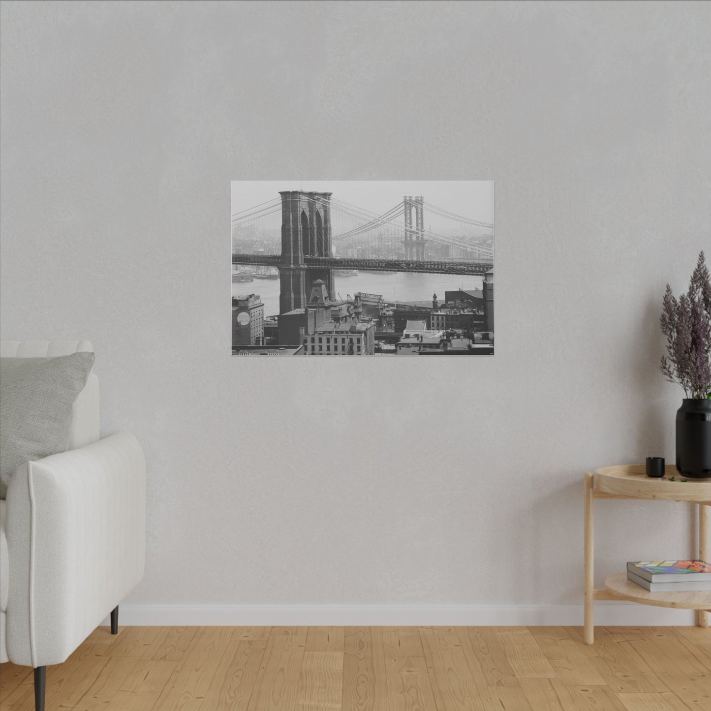 NYC Skyline with the Brooklyn Bridge Canvas Wall Art - Old School Male 