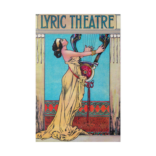 Vintage Lyric Theatre, Matte Canvas Print, Stretched, 0.75", Retro Music Room Decor, Home Office Decoration - Old School Male 