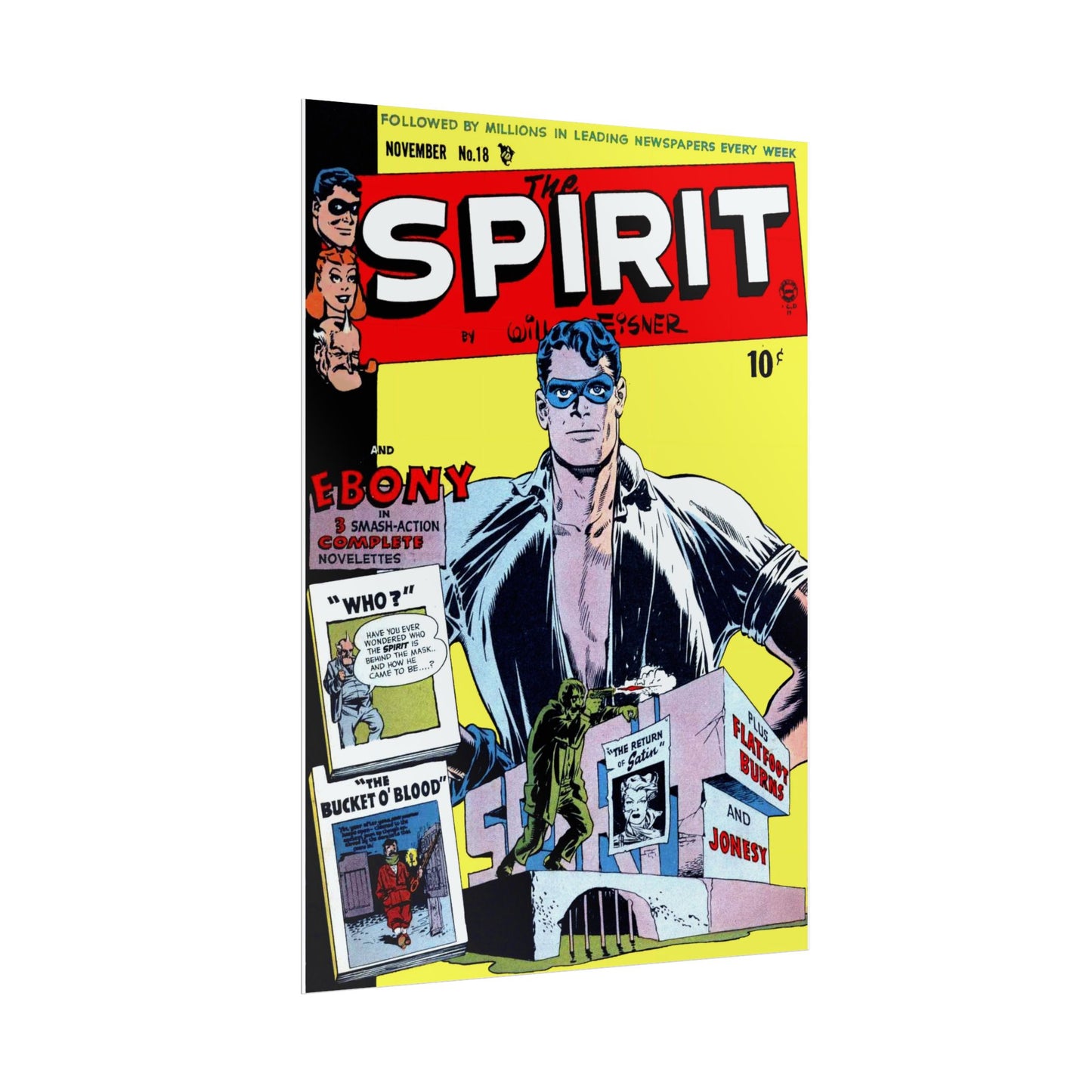 Retro November Number 18 The Spirit Comic Cover Poster