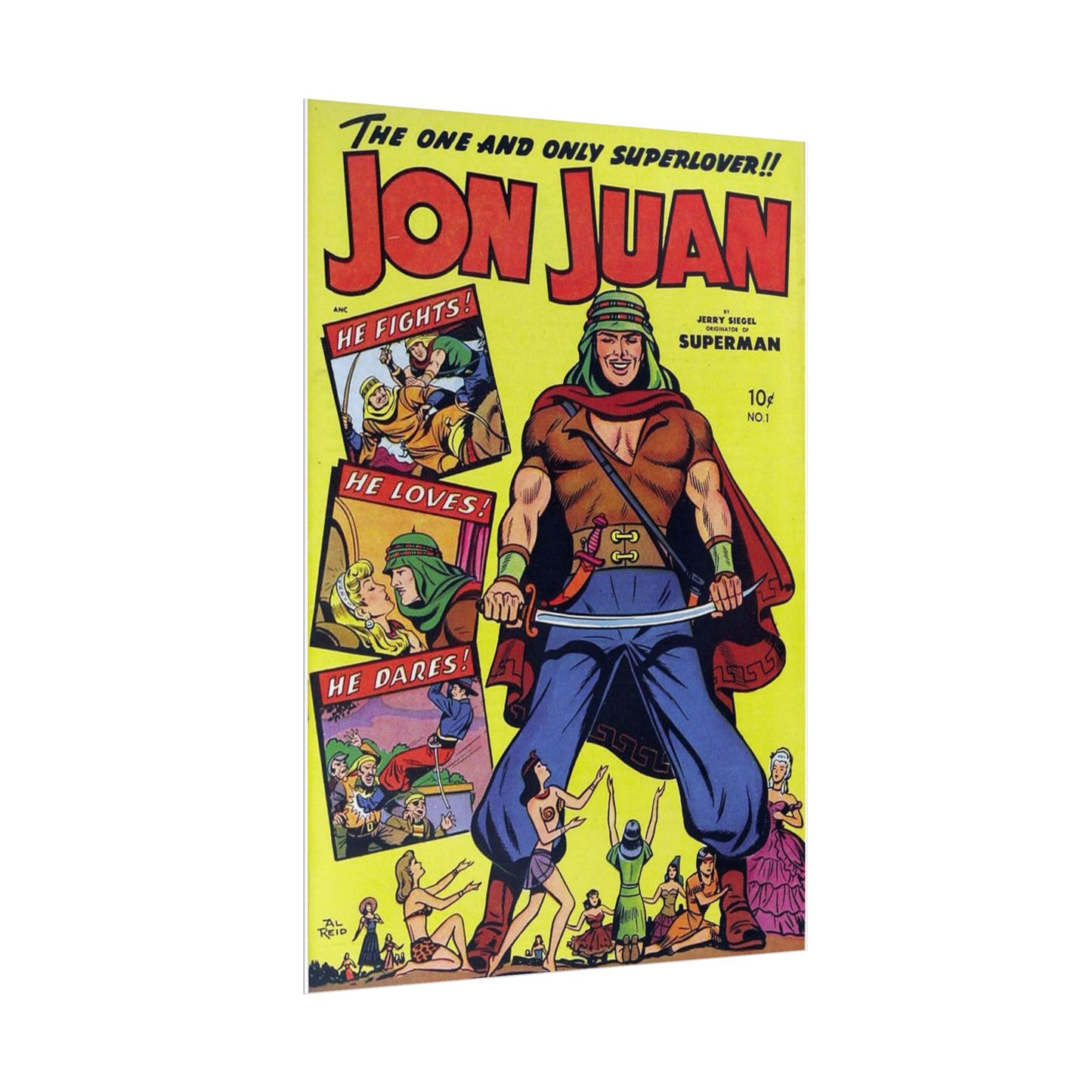 Poster Print Jon Juan 50s Comic Cover - Old School Male 