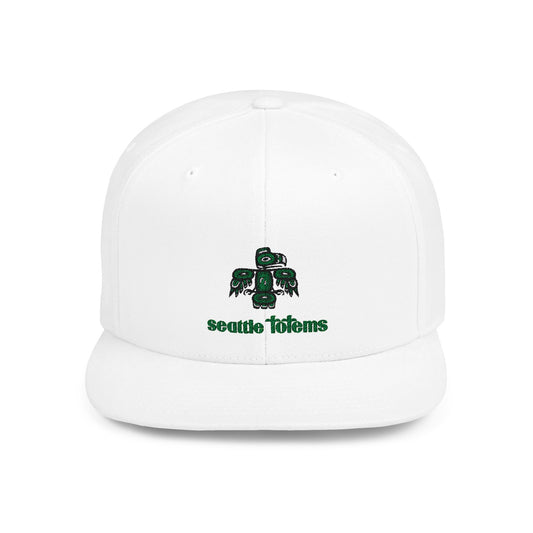 Seattle Totems Retro Hockey Team Cap, Vintage Sports Fan Flat Bill Snapback Hat, - Old School Male 