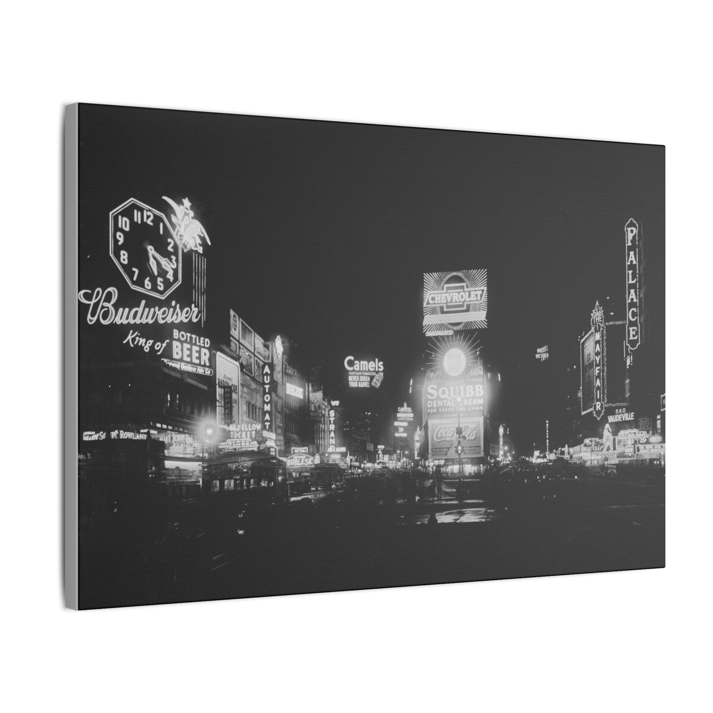 Nighttime Elegance: Vintage Times Square Matte Canvas Print (Multiple Sizes Available)