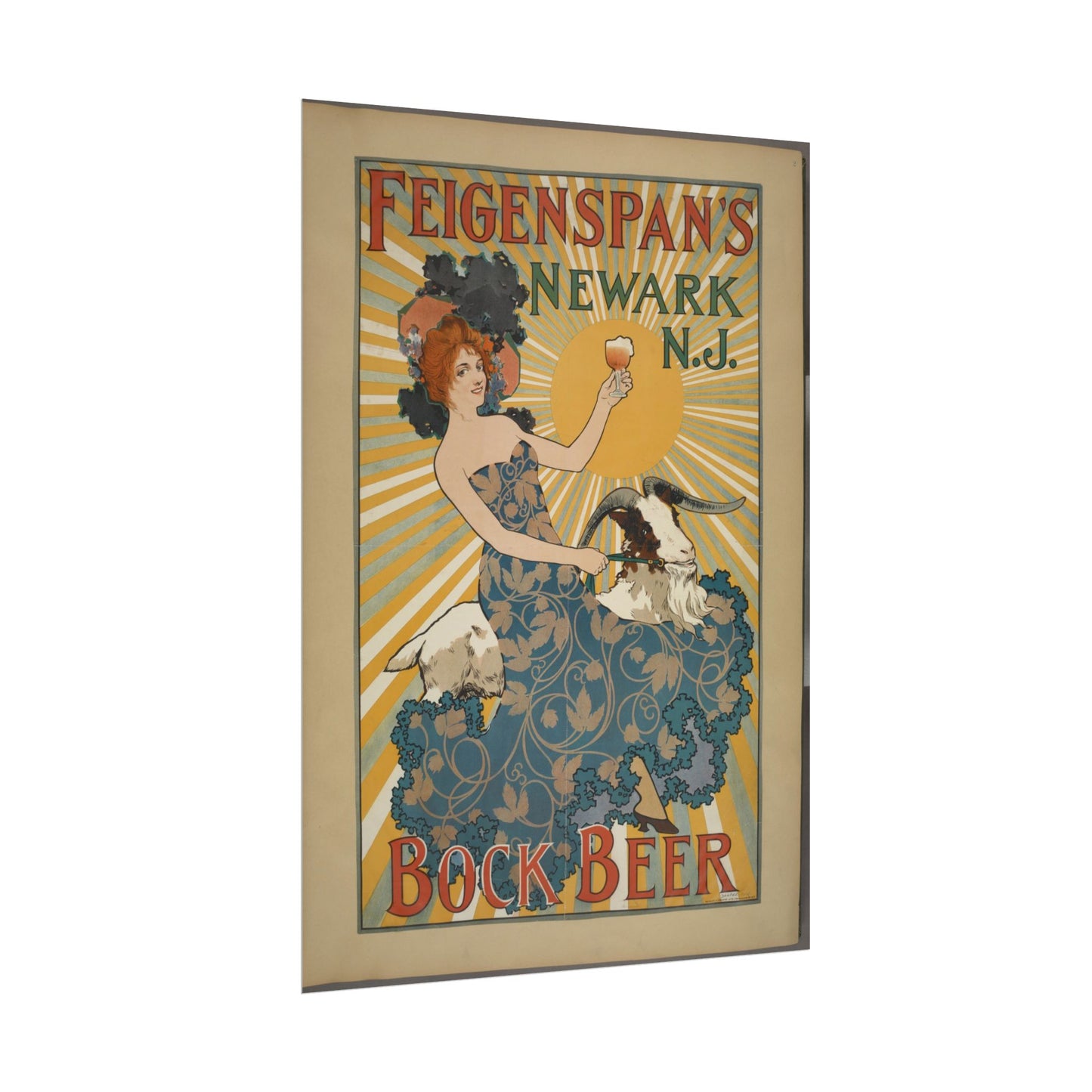 Feigenspan's Bock Beer Vintage Beer Ad Poster