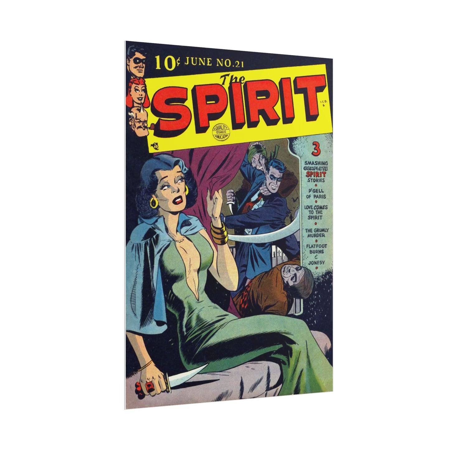 Retro June No 21 The Spirit Comic Book Cover Poster