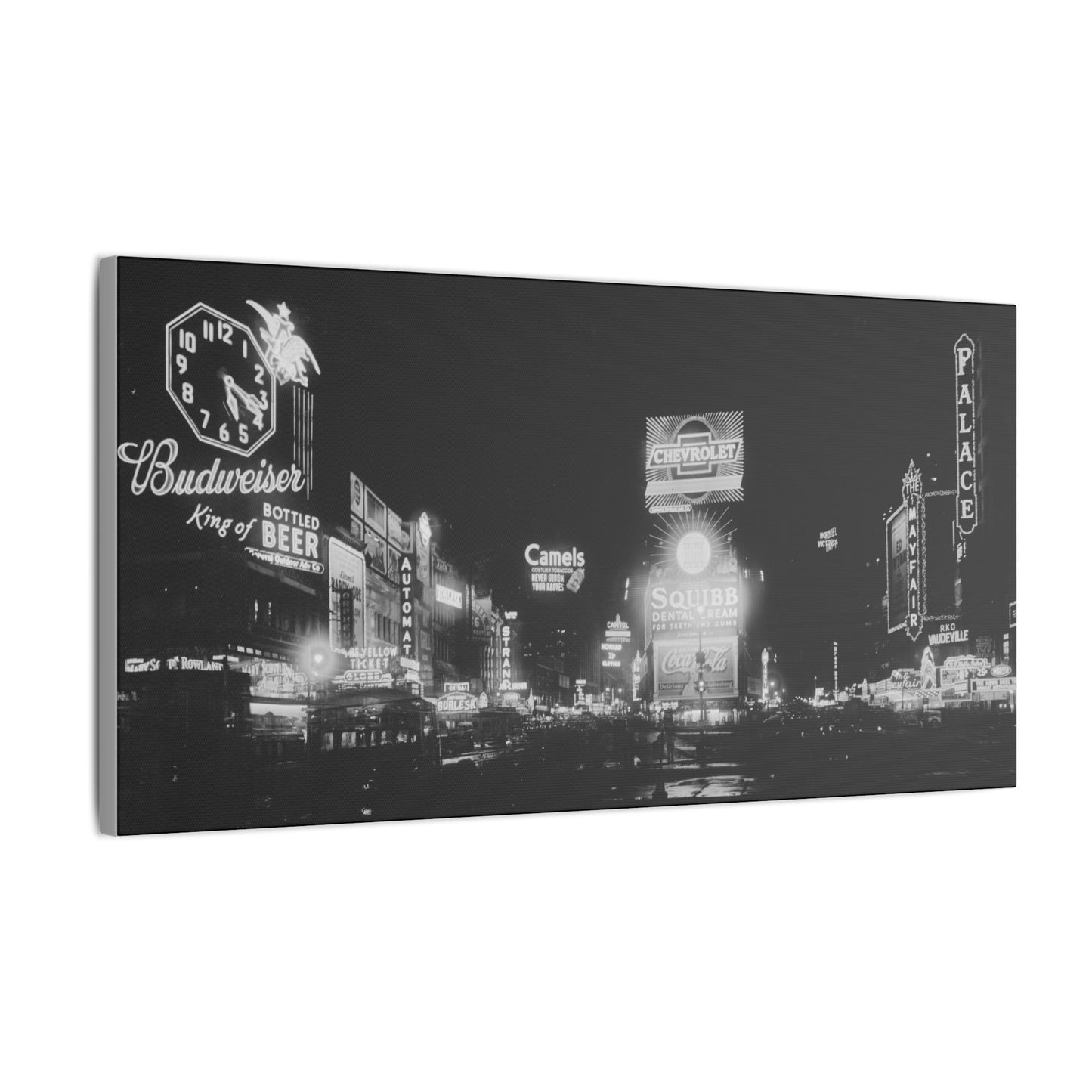 Nighttime Elegance: Vintage Times Square Matte Canvas Print (Multiple Sizes Available)