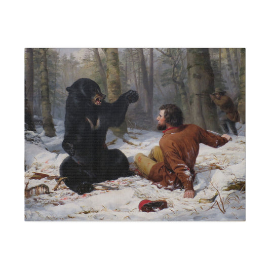 Man Vs. Bear Matte Canvas, Stretched, 0.75" - Old School Male 