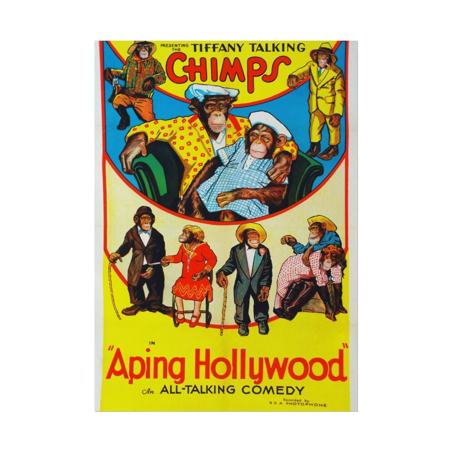 Retro Aping Hollywood Chimps Film Poster - Old School Male 