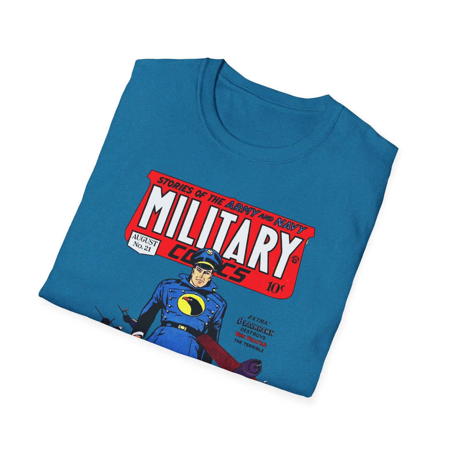 Vintage Military Comic Book Graphic Tee - 100% Cotton Retro T-Shirt for Comic Fans