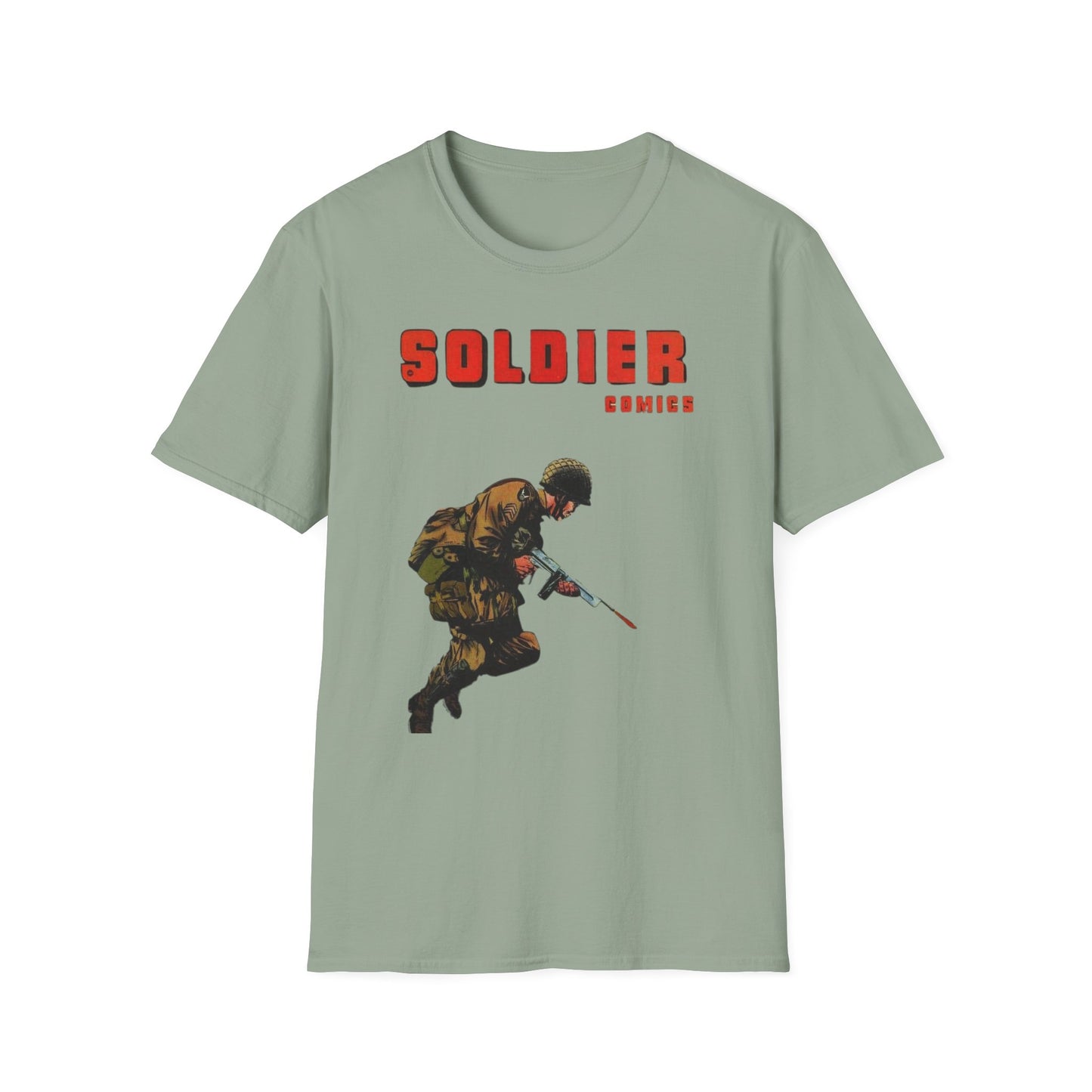 Vintage Retro Soldier Comics Graphic T-Shirt - 100% Cotton Classic Fit Tee