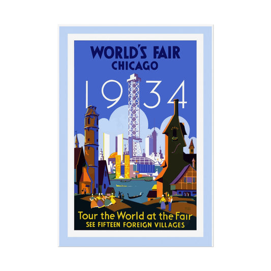 Vintage 1934 Chicago World's Fair Rolled Poster, Retro Wall Art Decor Print, Historical Memorabilia, Antique Exhibition Advertisement, - Old School Male 