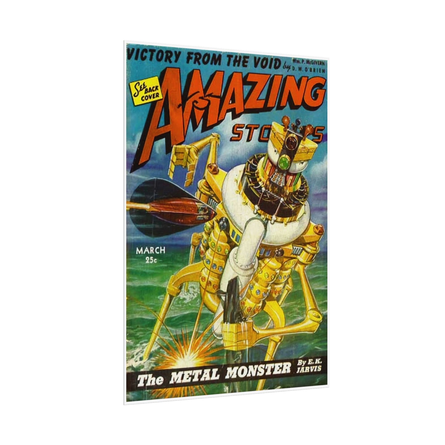 Retro 1950s Amazing Stories Comic Cover Poster - Old School Male 