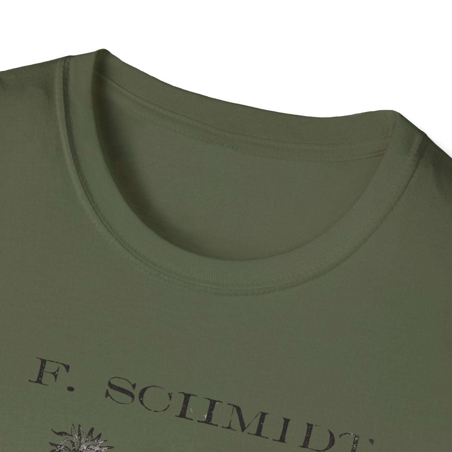 A stylish pale blue t-shirt displaying the iconic C.F. Schmidt Lager Beer logo, ideal for warm days filled with good times.