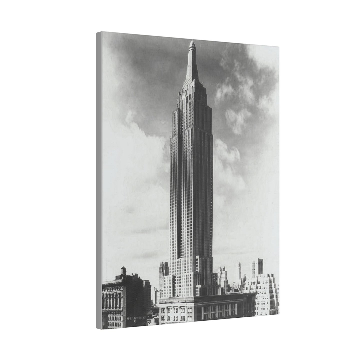 Classic Monochrome Canvas Print of the Iconic Empire State Building - Stretched Matte Art (Multiple Sizes Available) - Old School Male 