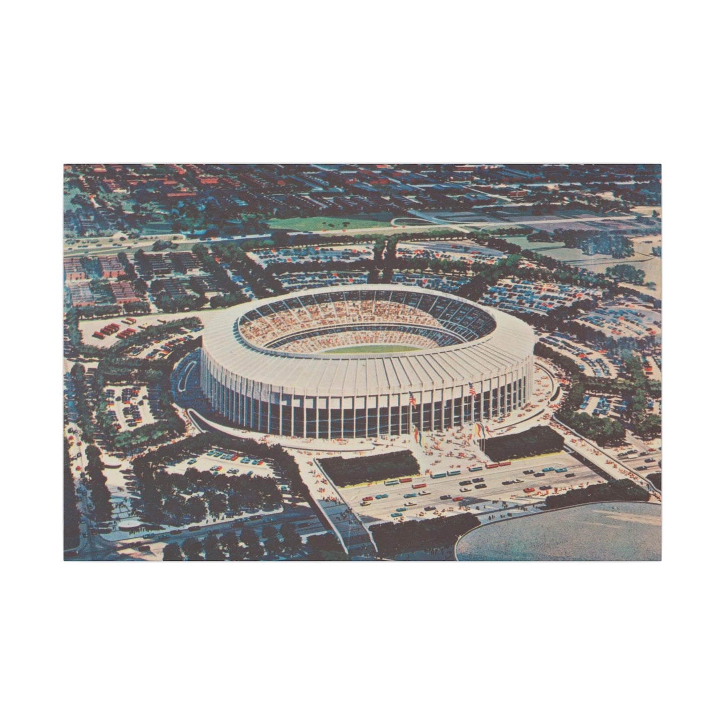 Aerial Canvas Art - Nostalgic Veterans Stadium Philadelphia Print