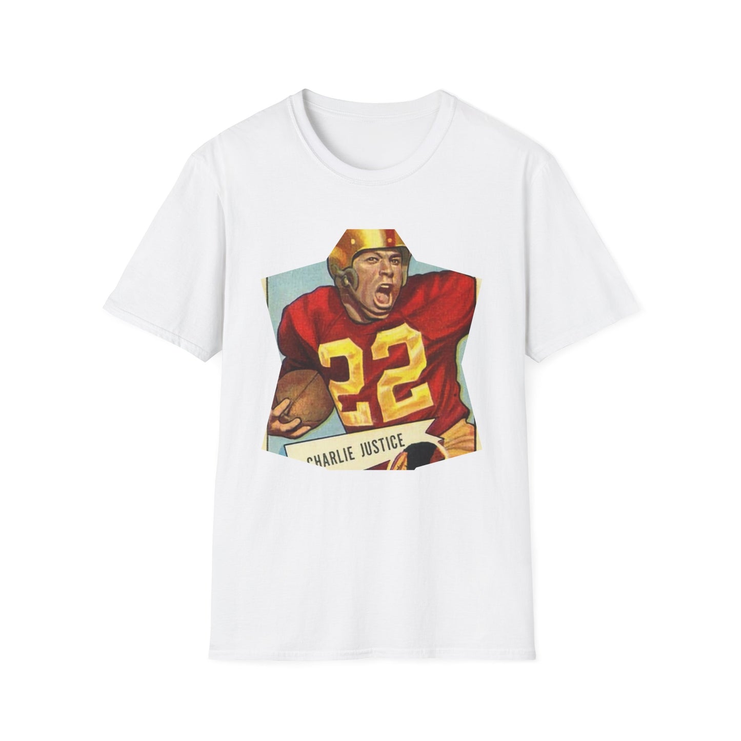 Retro Charlie Justice Football Legend Unisex Softstyle Tee - Old School Male 