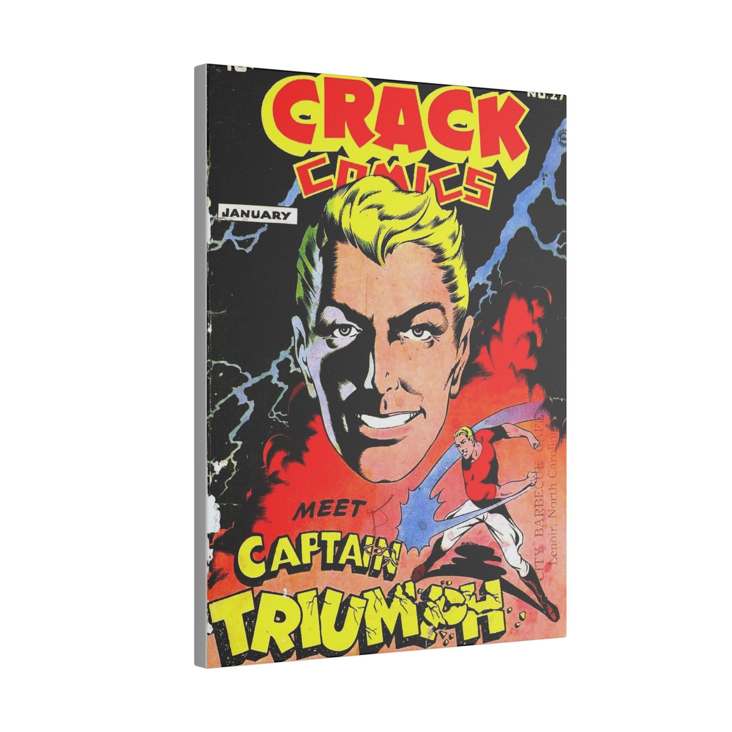 Vintage Comic Art Captain Triumph Matte Canvas Wall Decor (Various Sizes) - Old School Male 