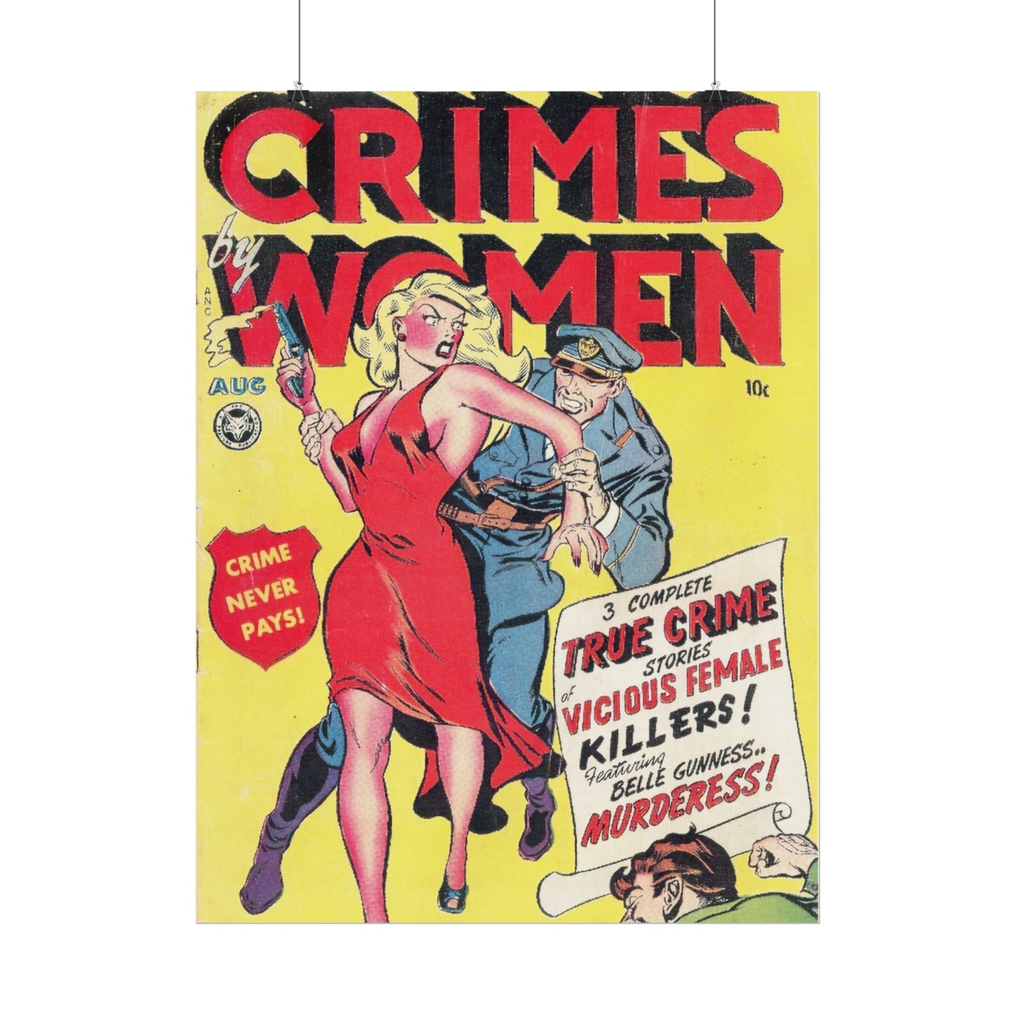 Retro Crimes By Women Comic Book Cover Poster - Old School Male 