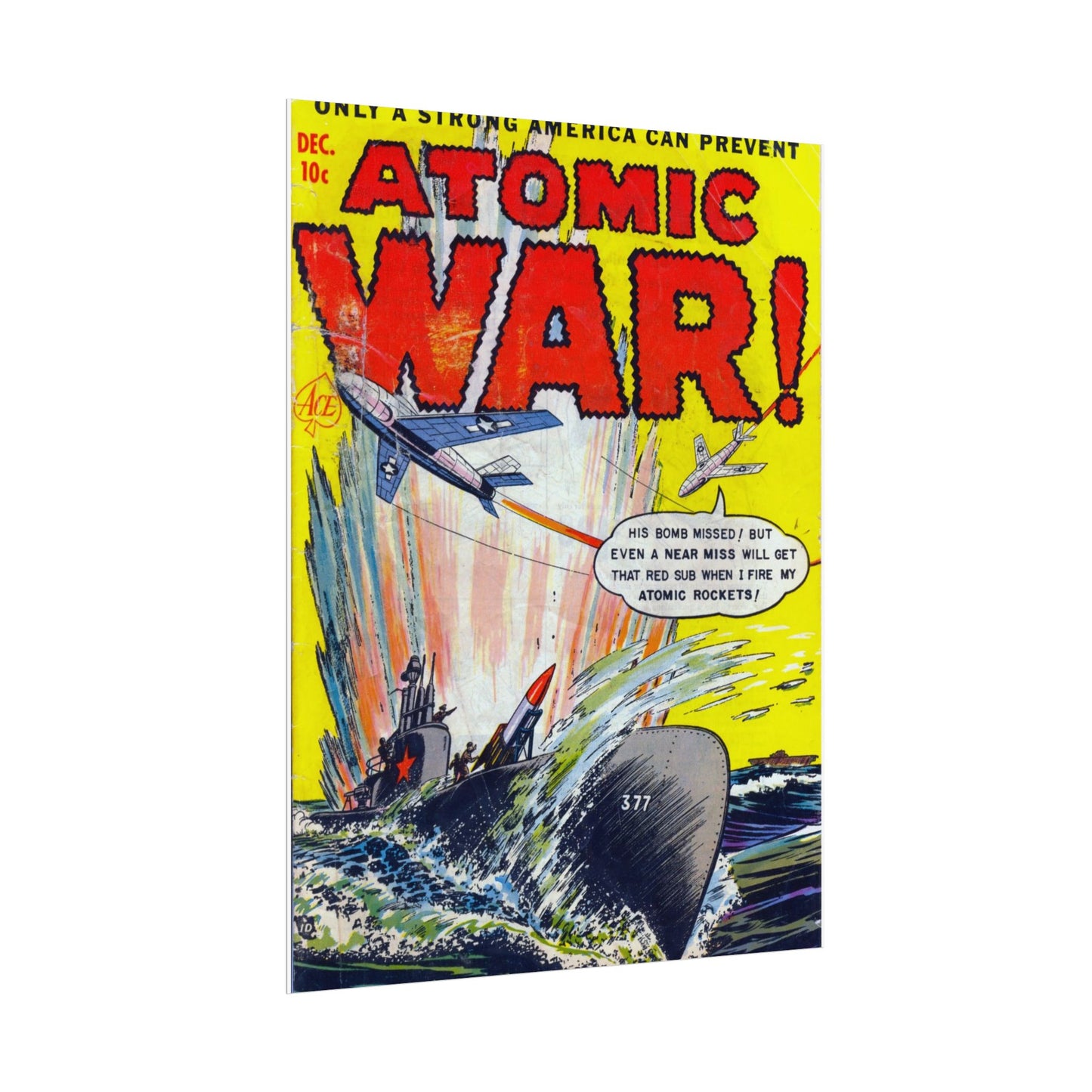 Retro Atomic War Comic Book Cover Poster - Old School Male 