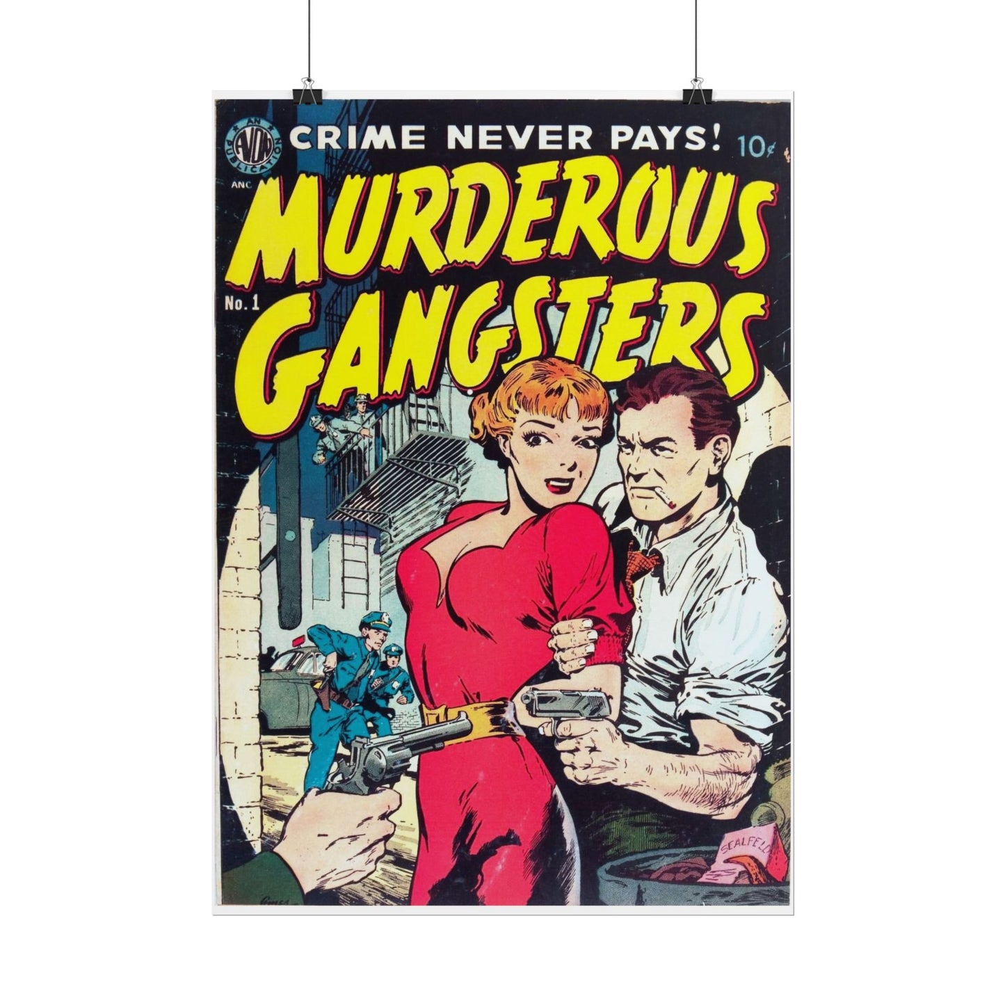 Retro Murderous Gangsters Comic Book Cover Rolled Poster