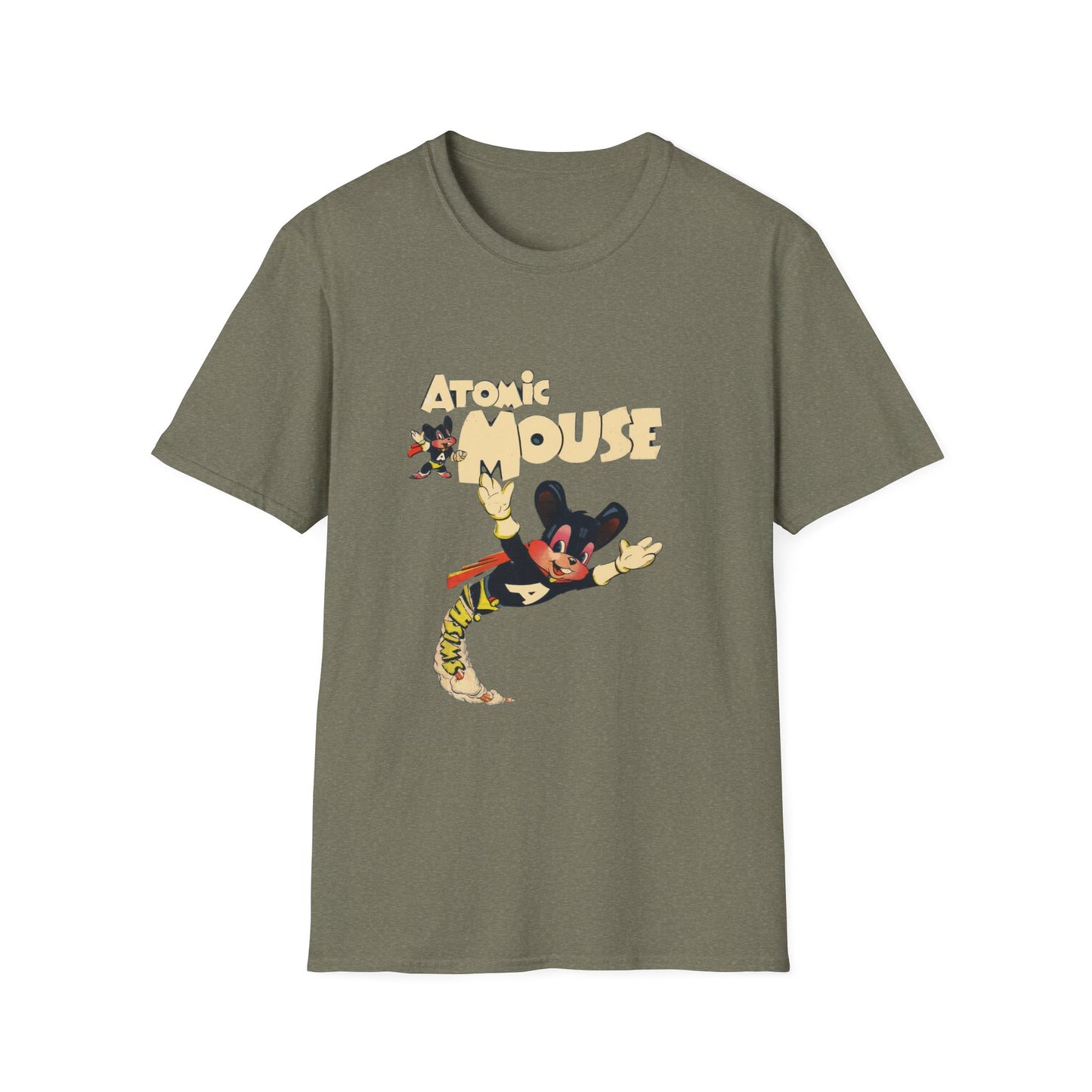 Retro Atomic Mouse Fun Graphic Tees - 100% Cotton Classic Fit T-Shirt for Casual Style