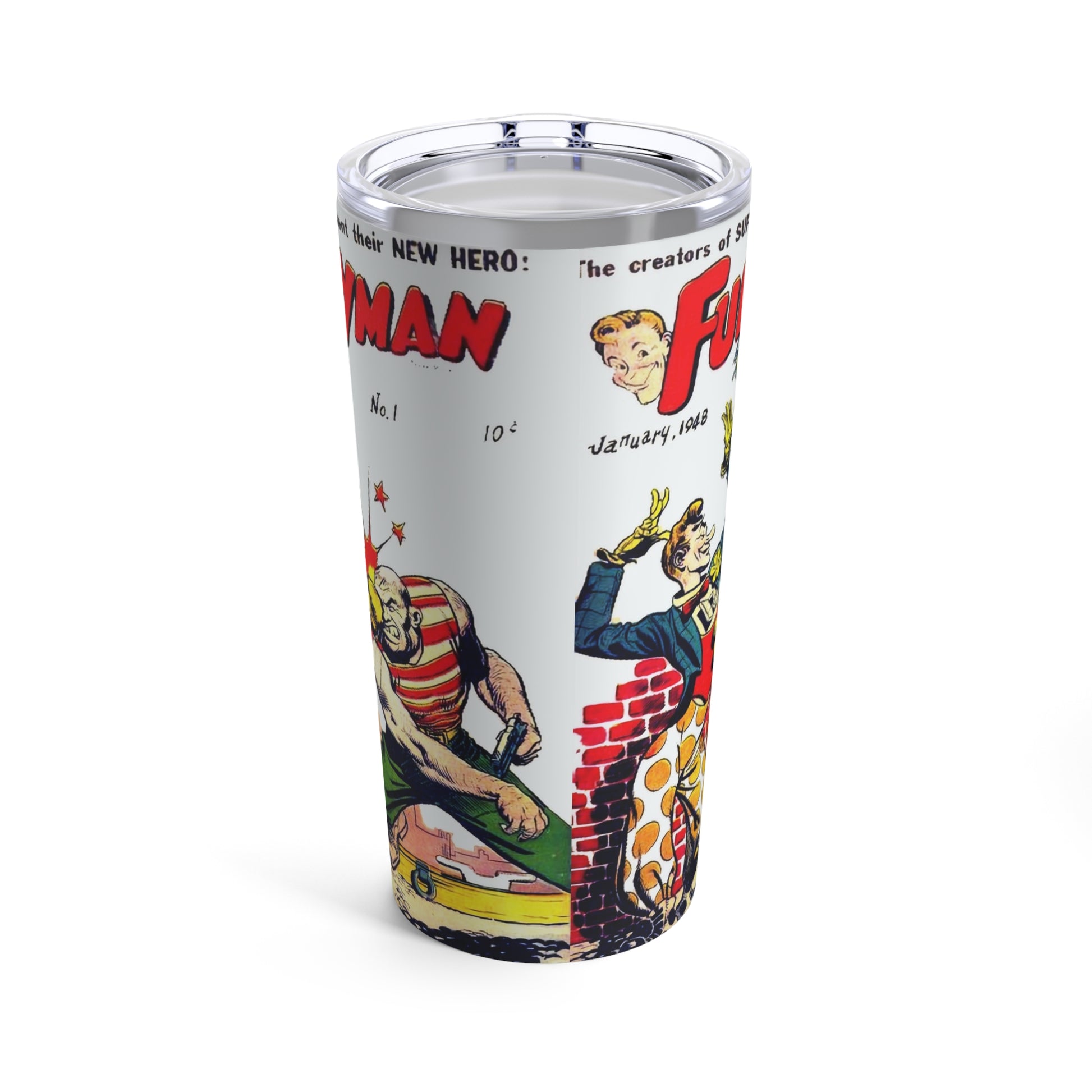 Retro Funnyman Comic Graphic Insulated Tumbler 20oz - Old School Male 