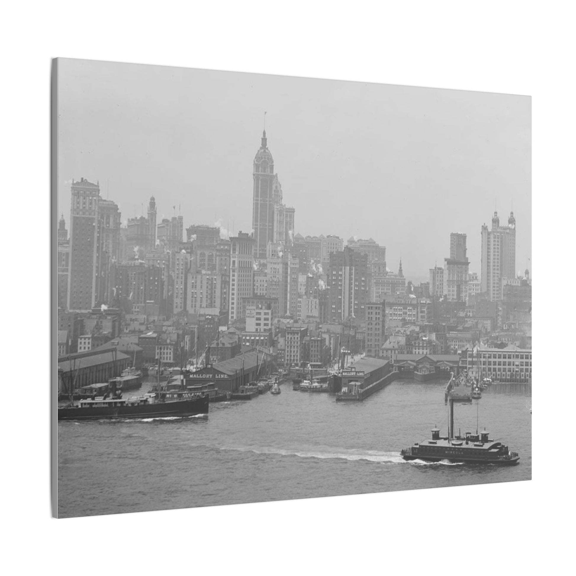 Vintage NYC Harbor Photo Canvas Print - Old School Male 