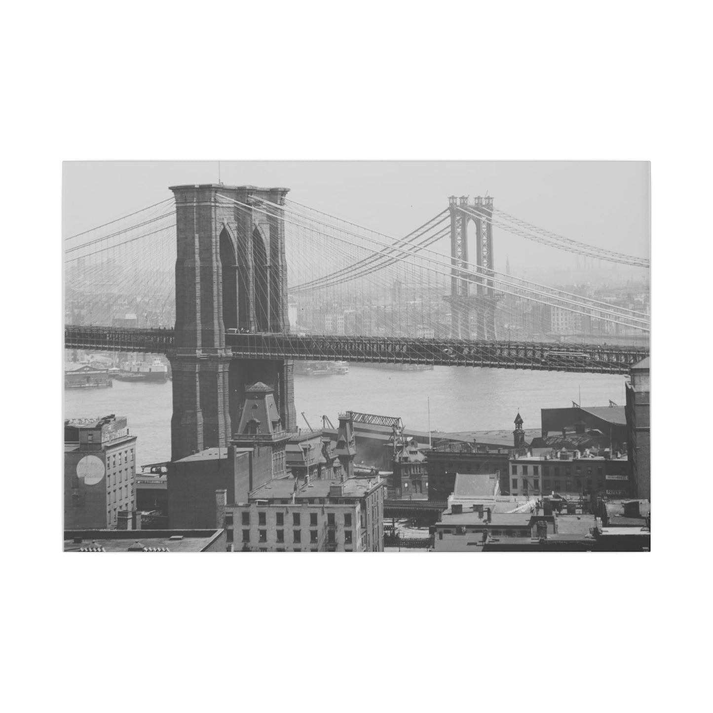 NYC Skyline with the Brooklyn Bridge Canvas Wall Art - Old School Male 